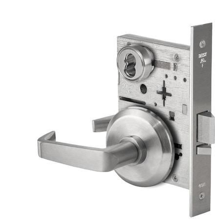 Fail Secure, 24V, Electrified Mortise Lock, 15 Lever, S Rose, Request To Exit, Satin Chrome